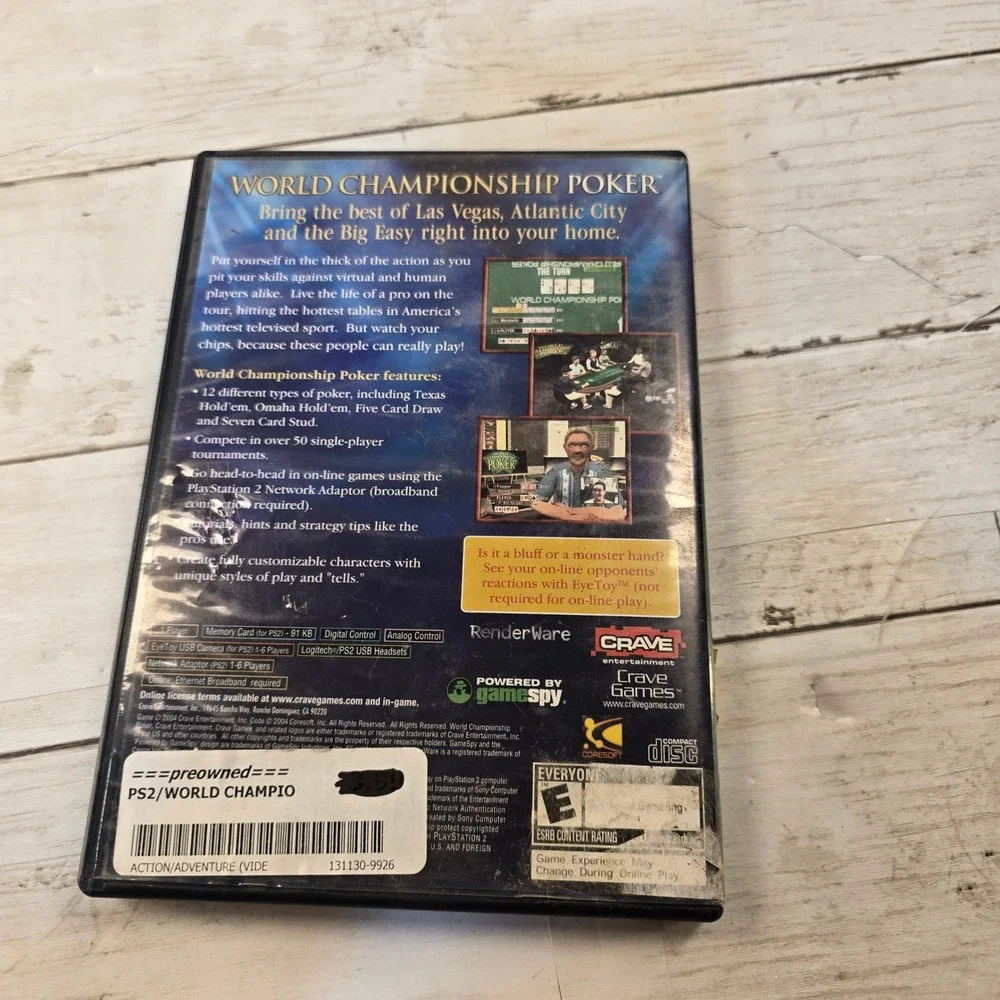 World Championship Poker Sony PlayStation 2 PS2 Game Complete CIB Blue Disc
